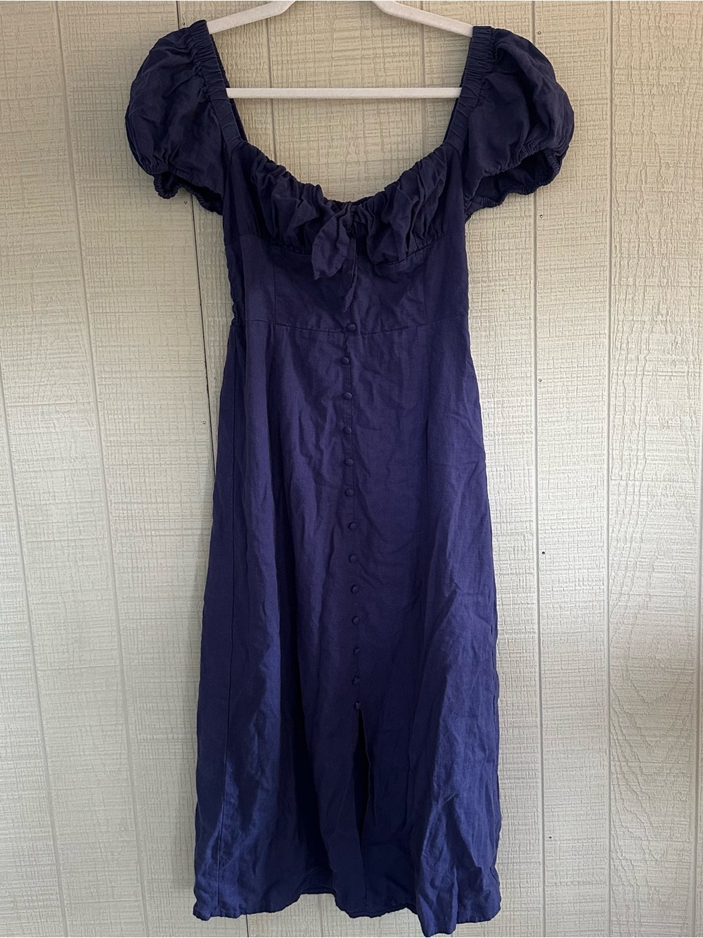 Altar d state Sundress milkmaid navy blue short sleeves midi long dress size S